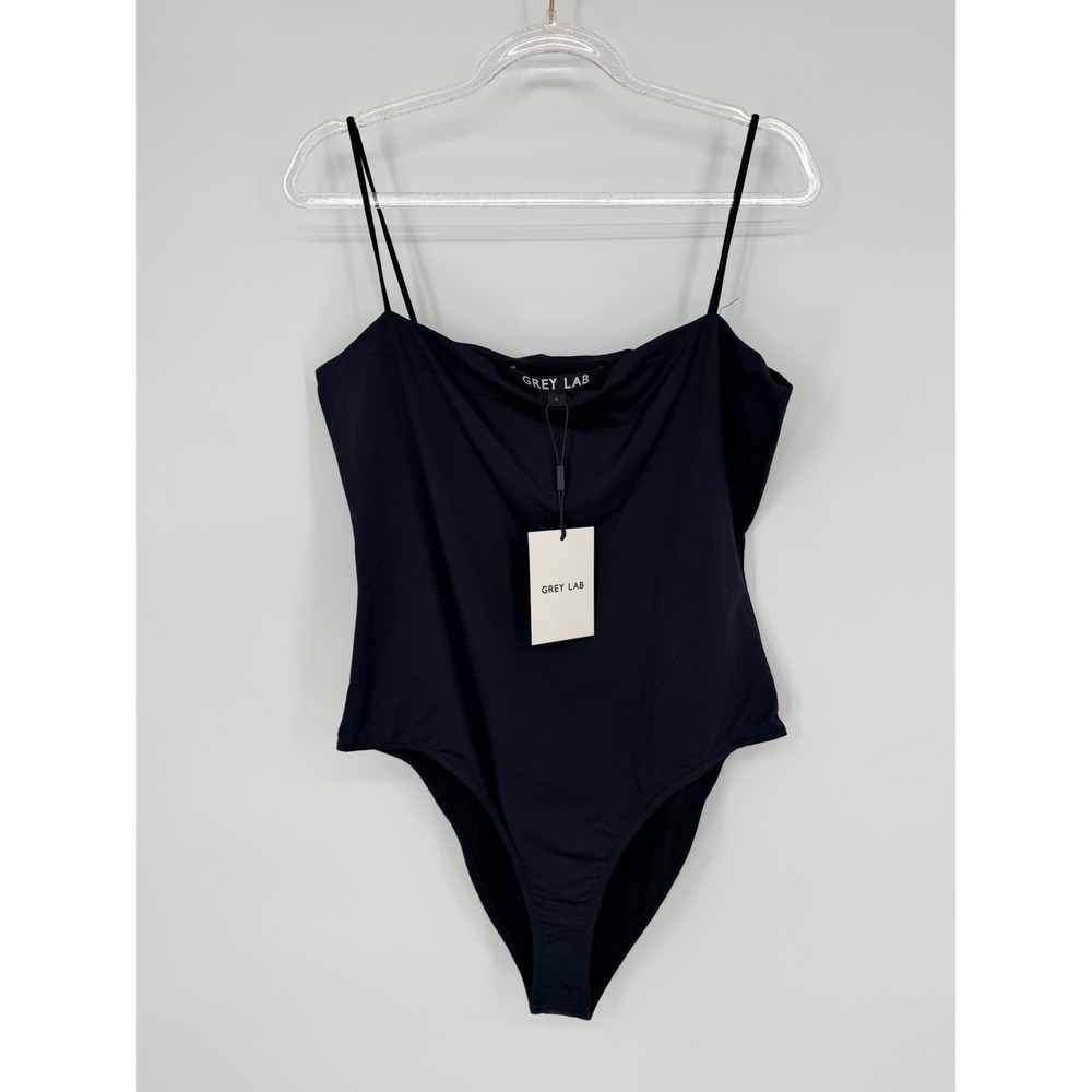 Grey‎ Lab Black Spaghetti Strap Bodysuit RS880T NWT Womens Large